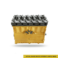 Yellow industrial engine block with metallic components, isolated on white background.