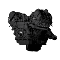 Close-up view of a V-engine, showcasing intricate mechanical details and components in black.