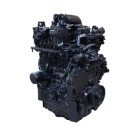 Diesel engine on white background, showcasing mechanical components for automotive or industrial applications.